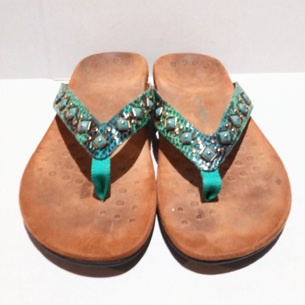 Vionic Floriana Thong Sandal-Size 8W-Faux Snakeskin-Beaded-Arch Support-Comfort - Picture 2 of 10